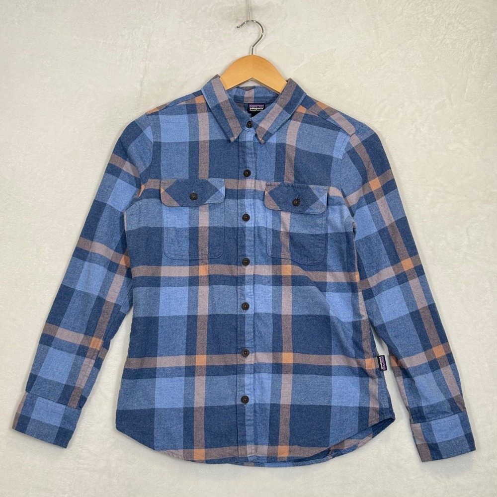 Patagonia Blue Plaid Fjord Flannel Button Down Shirt XS